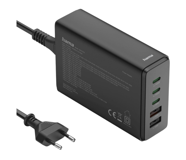 Hama Stacja ładująca 140W 3x USB-C 2X USB-A CZARNA - 1331321 - zdjęcie
